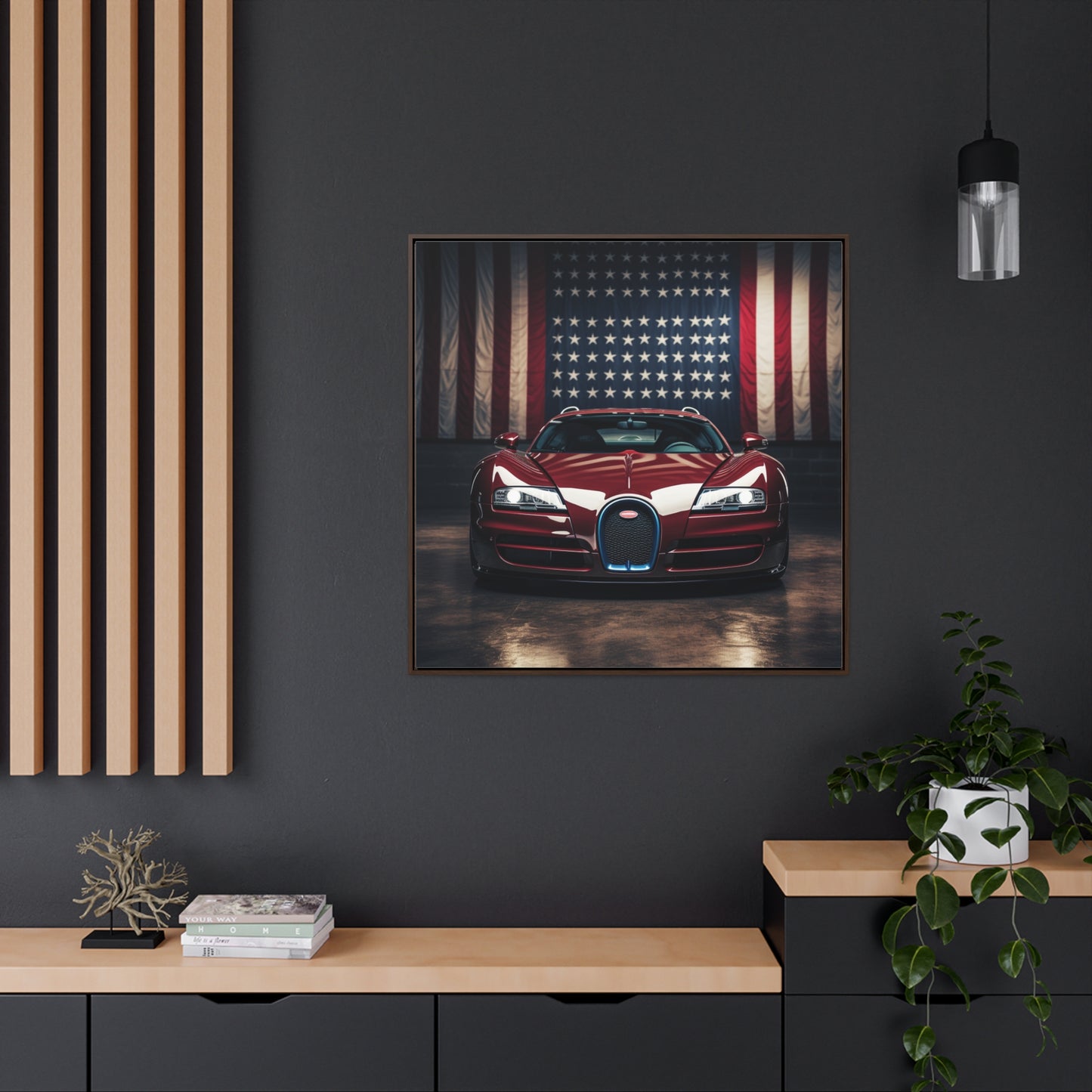Gallery Canvas Wraps, Square Frame American Flag Background Bugatti 1