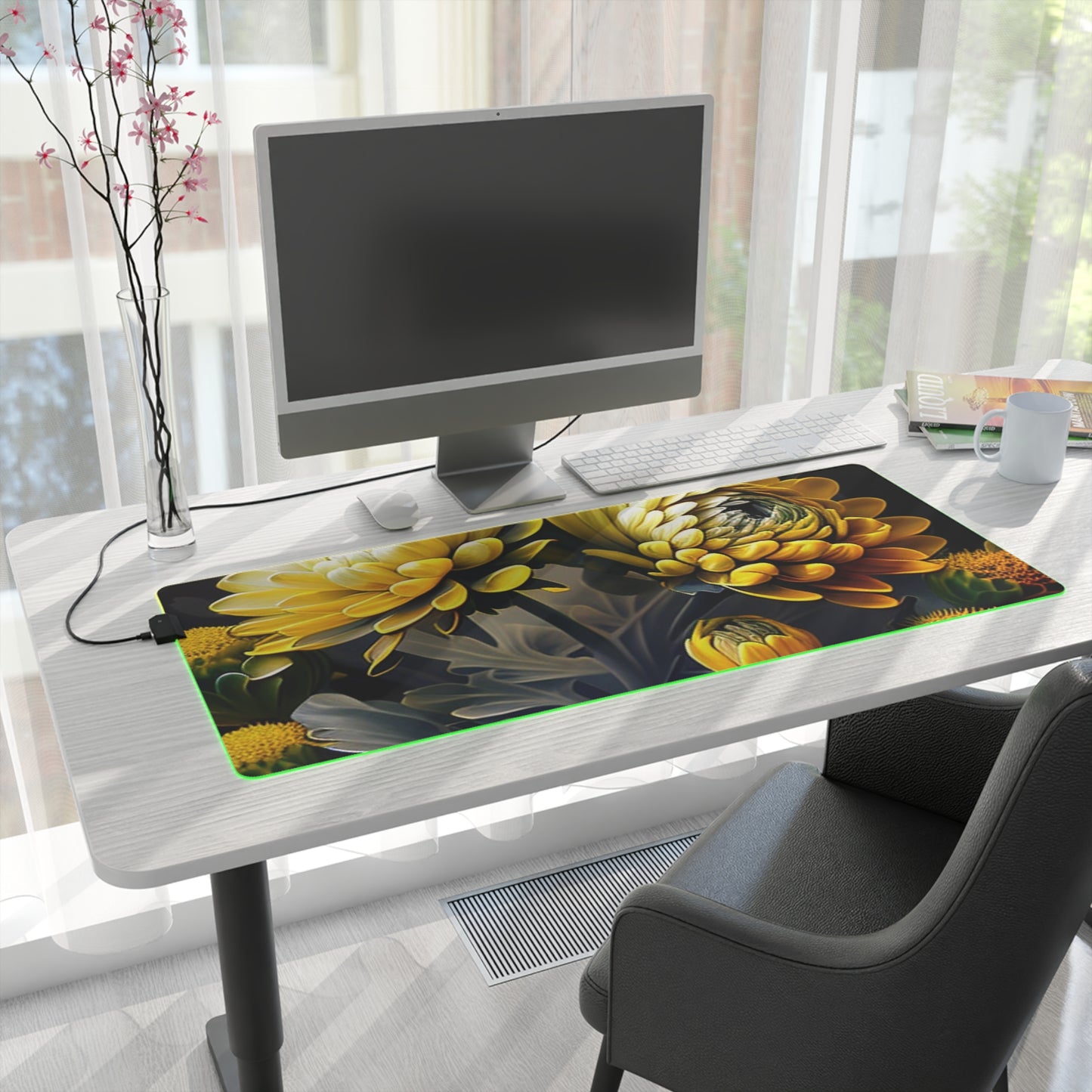 LED Gaming Mouse Pad Yellow Hermosas Flores Amarillas 2