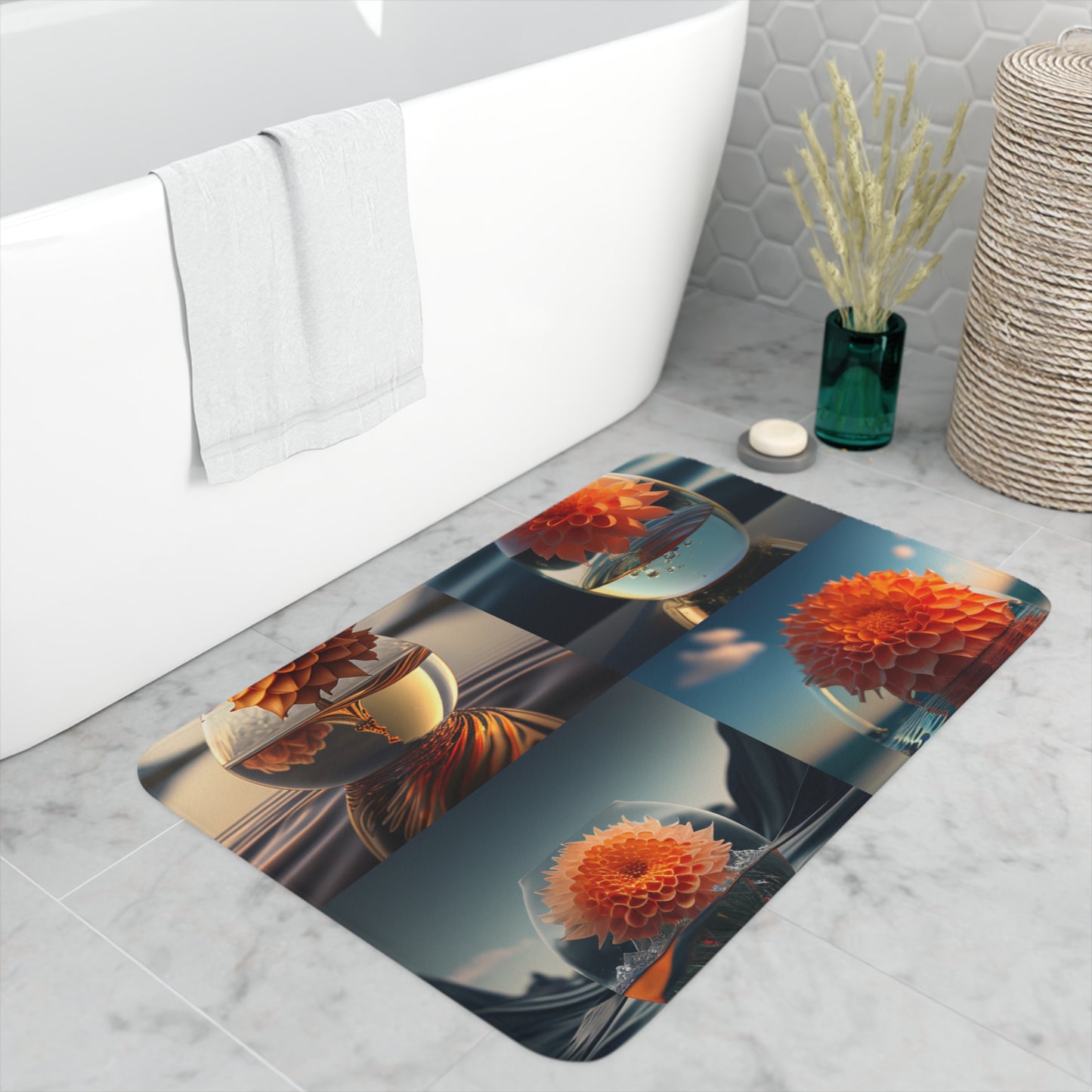 Memory Foam Bath Mat Dahlia Orange 5