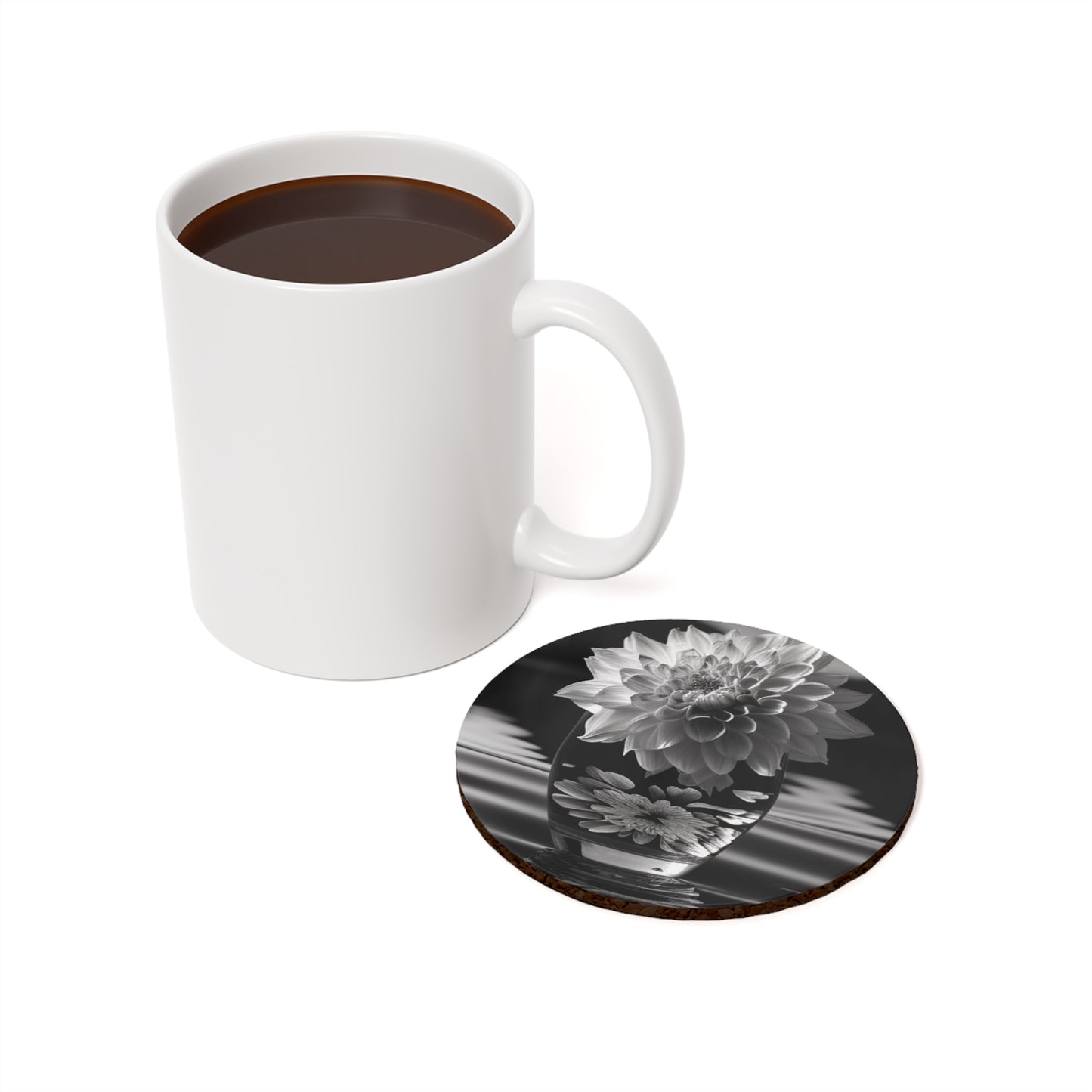 Cork Back Coaster White Dahlia 4