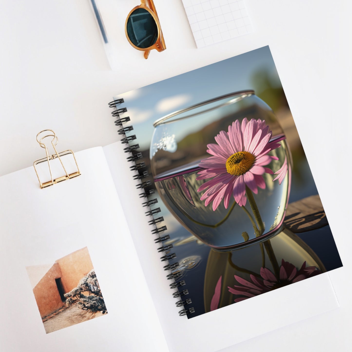 Spiral Notebook - Ruled Line Daisy in a vase 1