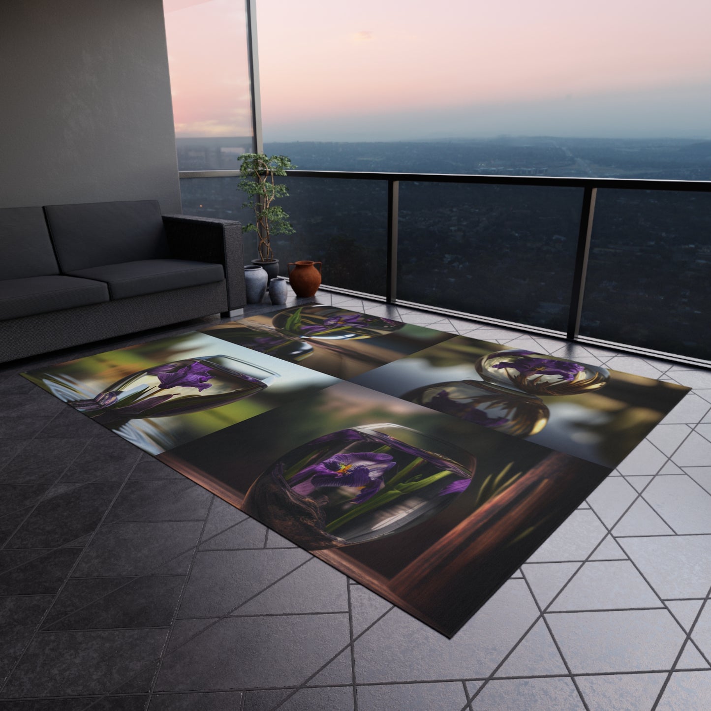 Outdoor Rug Purple Iris in a vase 5