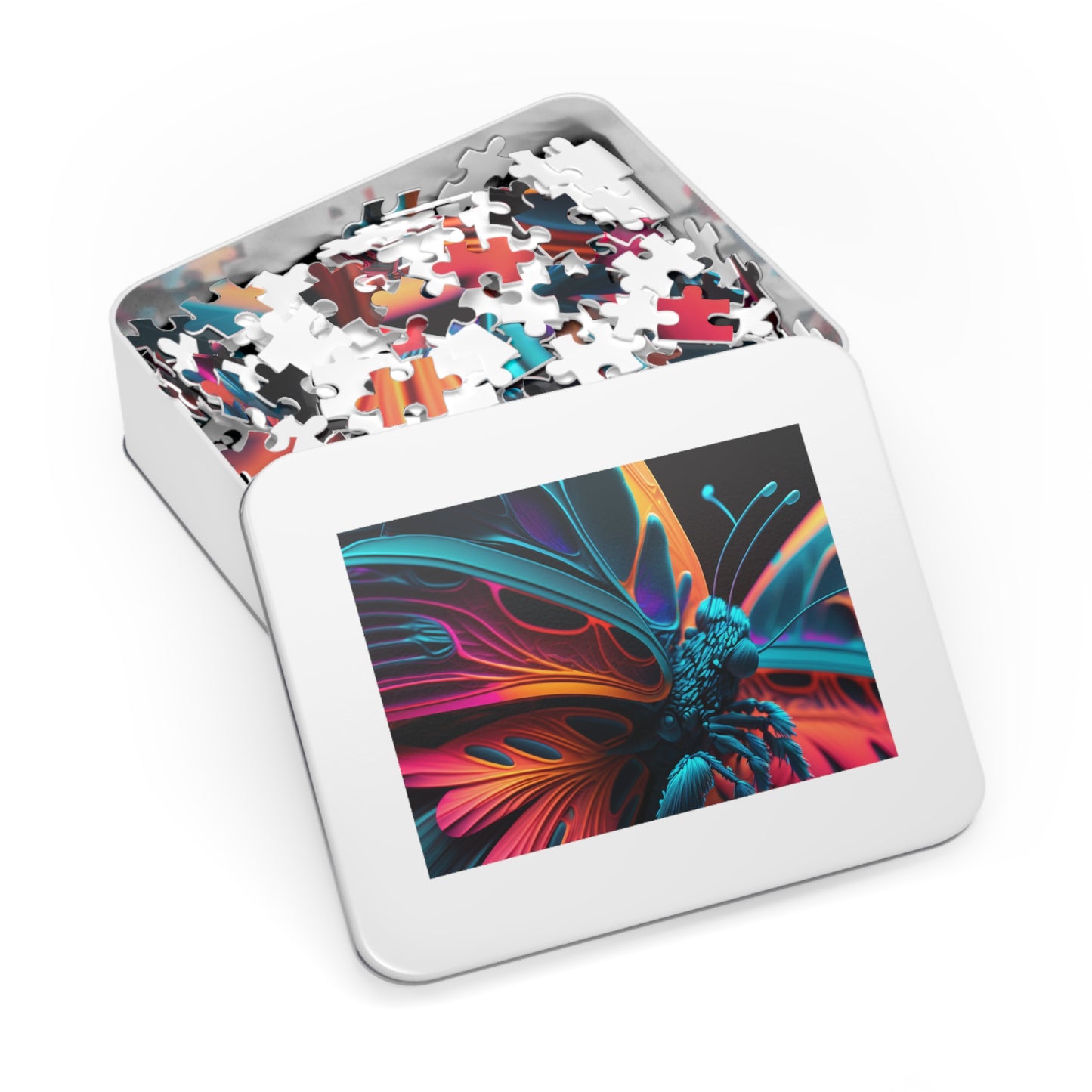 Jigsaw Puzzle (30, 110, 252, 500,1000-Piece) Neon Butterfly Macro 4