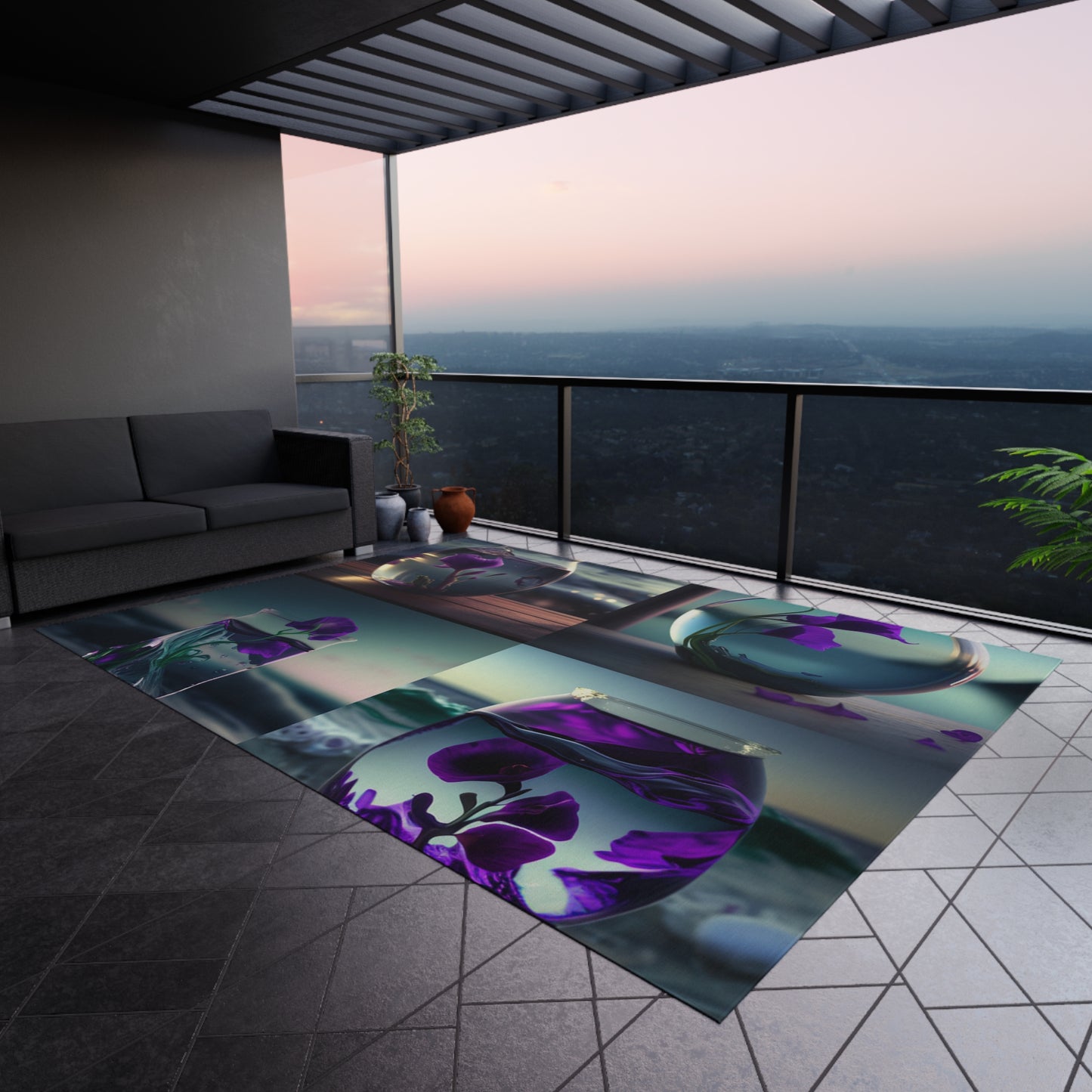 Outdoor Rug Purple Sweet pea in a vase 5