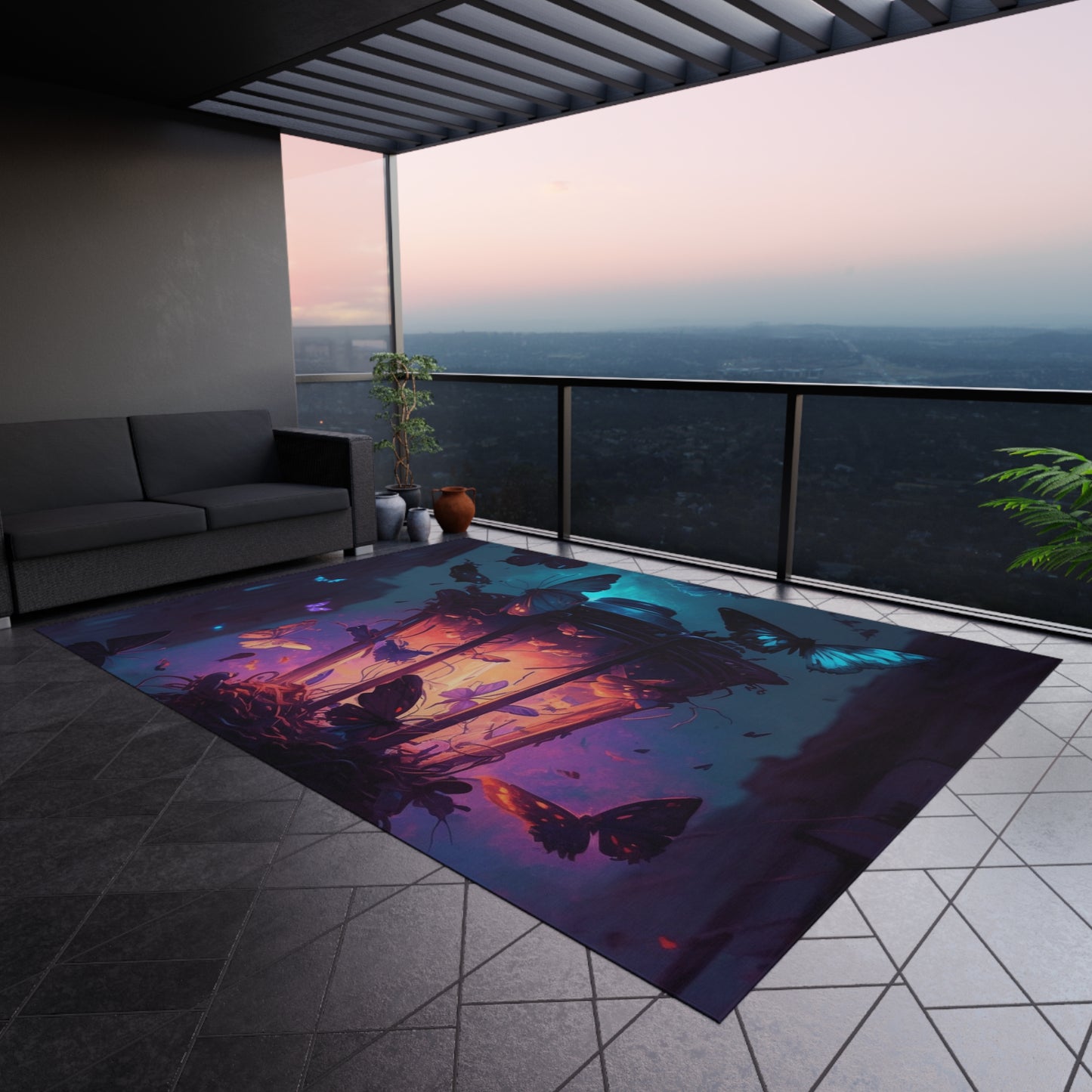 Outdoor Rug Street Light Butterfly 3