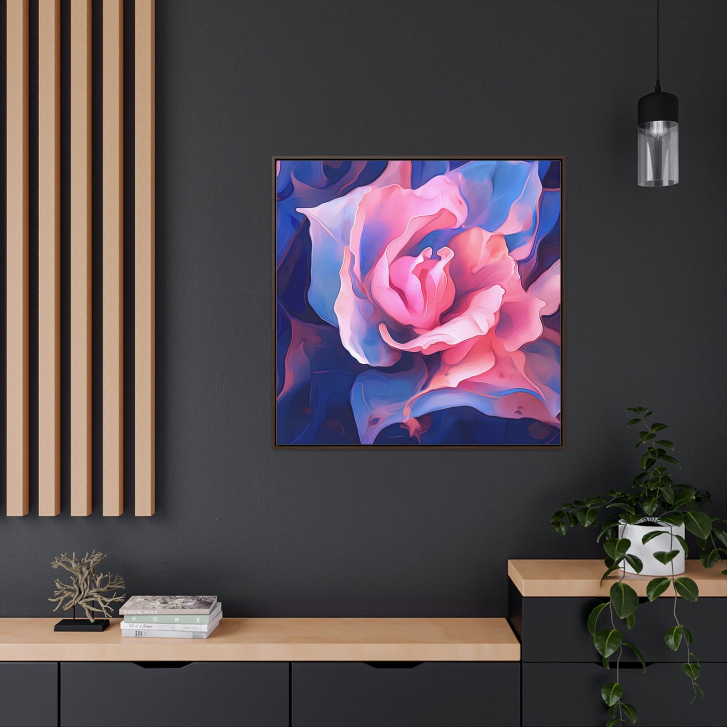 Gallery Canvas Wraps, Square Frame Pink & Blue Tulip Rose 1