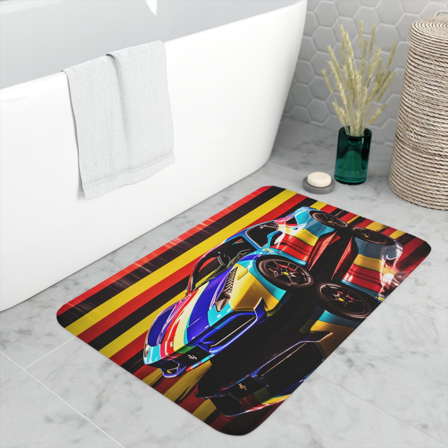Memory Foam Bath Mat Hyper Colorfull Ferrari 2