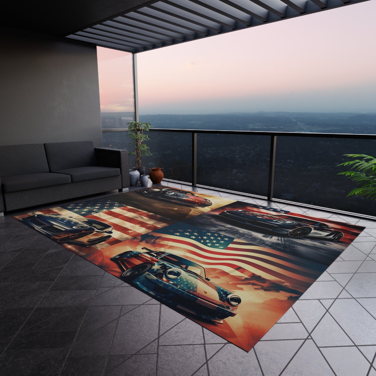 Outdoor Rug Abstract American Flag Background Porsche 5
