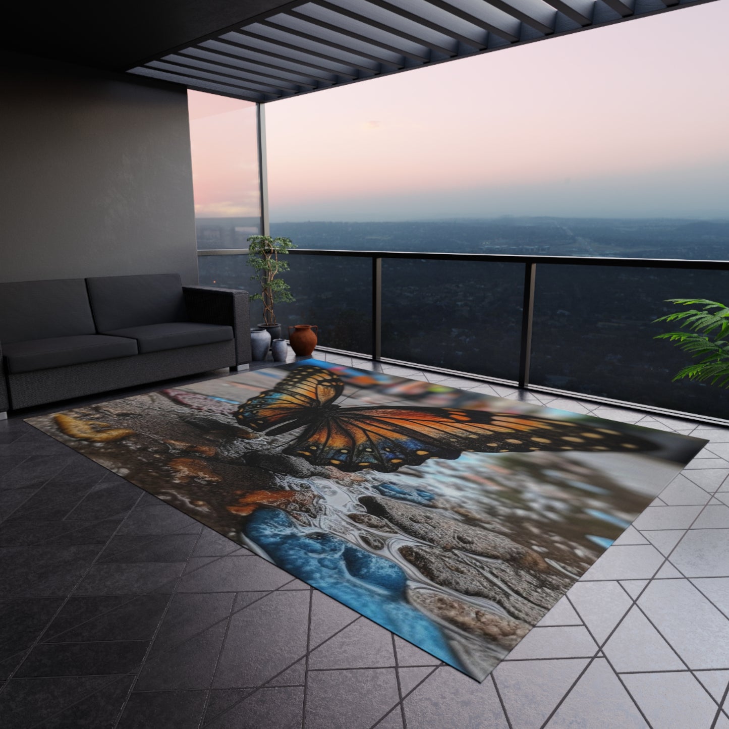 Outdoor Rug Water Butterfly Street 4