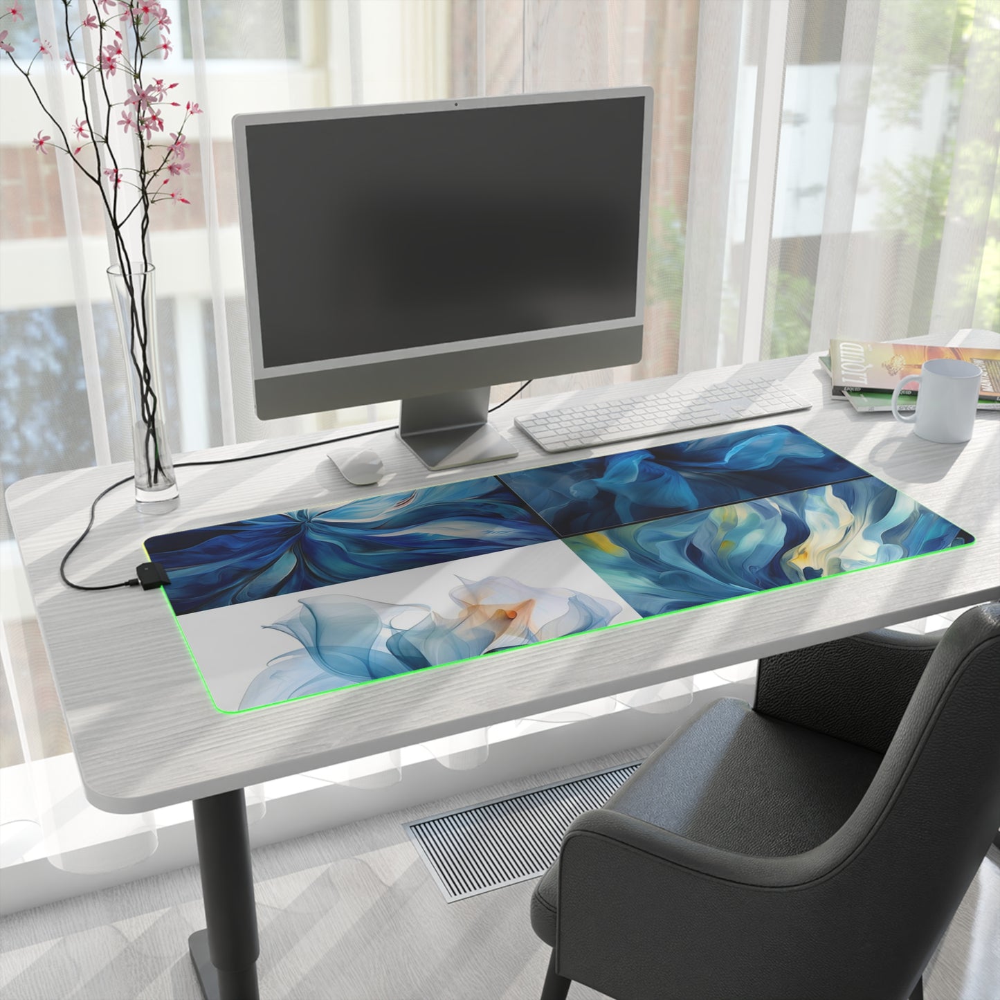 LED Gaming Mouse Pad Blue Tluip Abstract 5