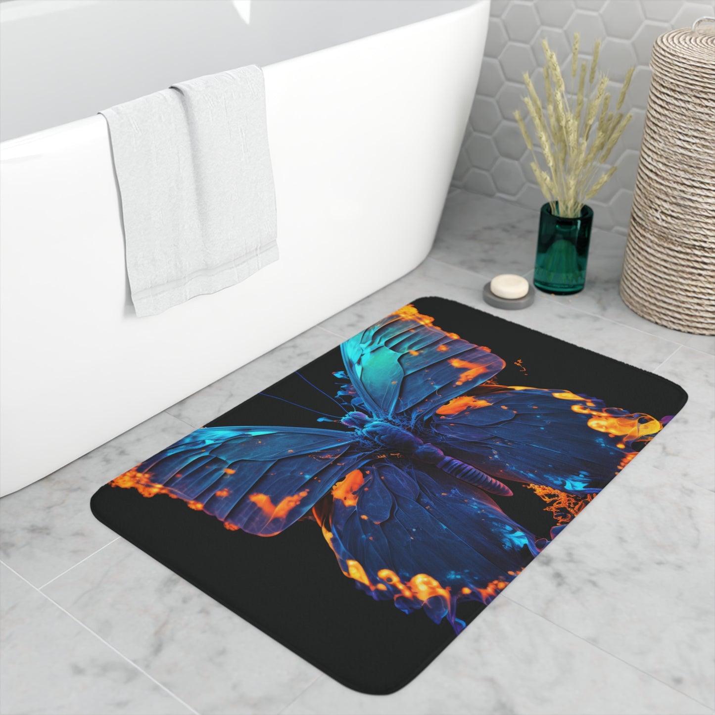 Memory Foam Bath Mat Thermal Butterfly 3