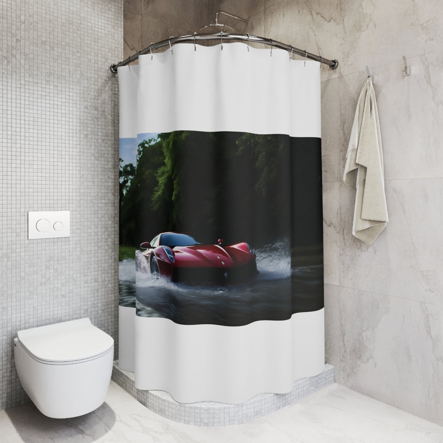 Polyester Shower Curtain Water Ferrari Splash 1
