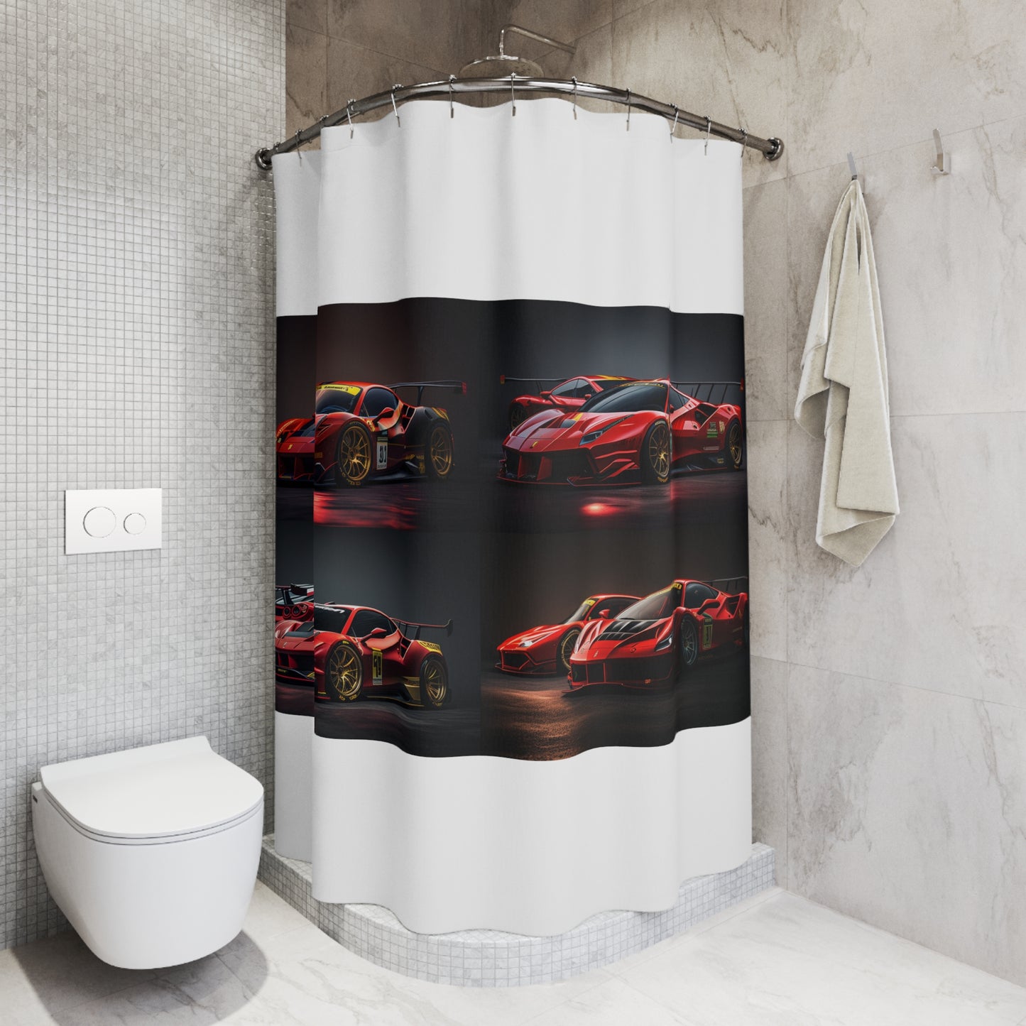 Polyester Shower Curtain Ferrari Red 5