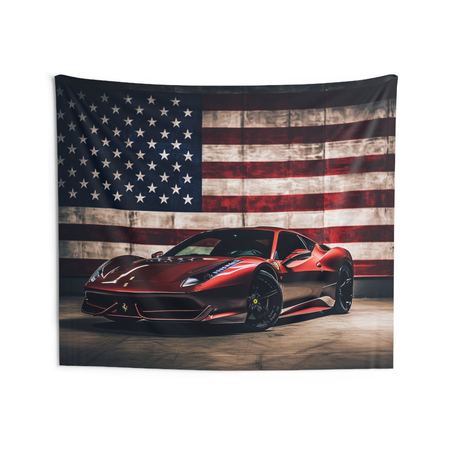 Indoor Wall Tapestries American Flag Background Ferrari 4