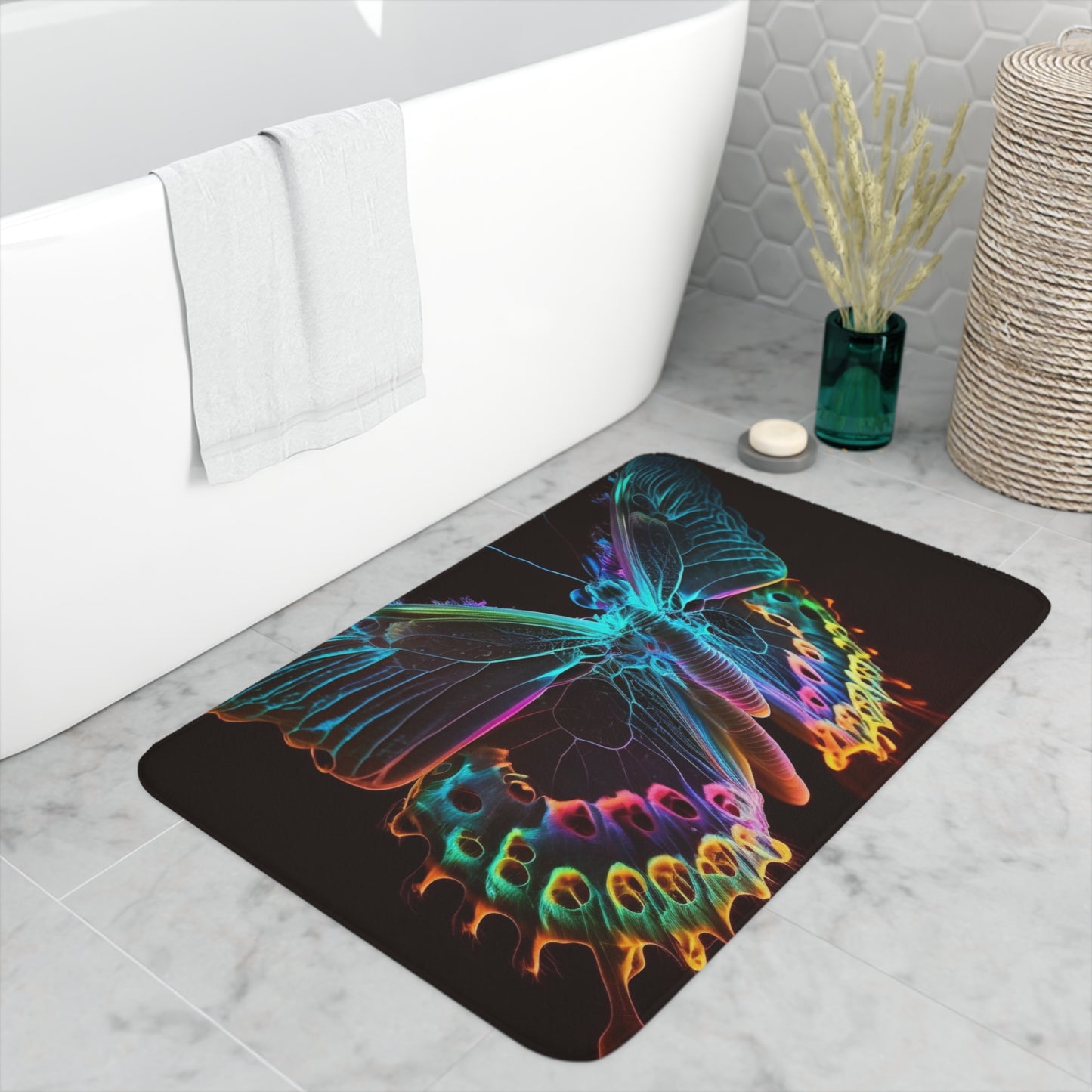 Memory Foam Bath Mat Thermal Butterfly 2