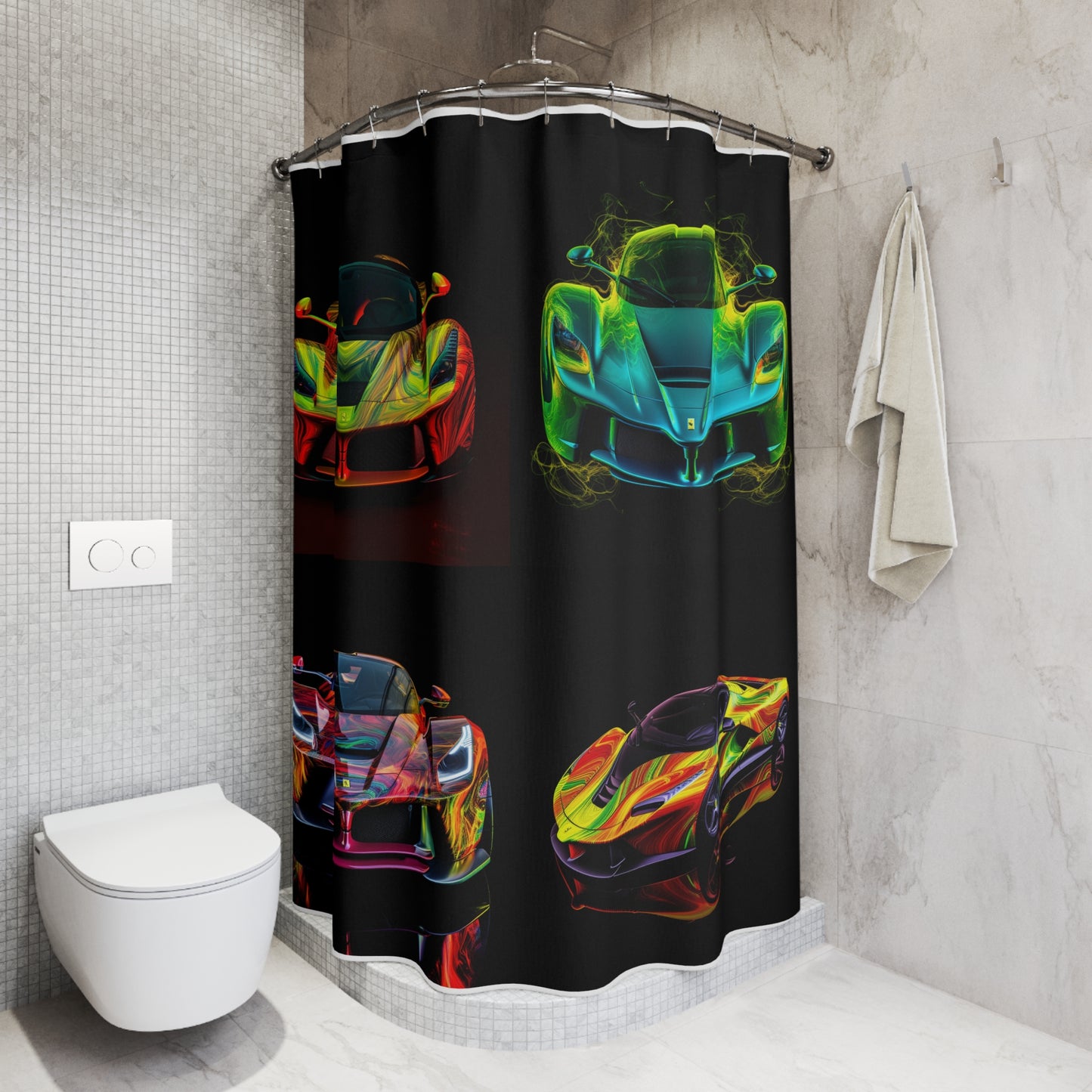 Polyester Shower Curtain Ferrari Neon 5