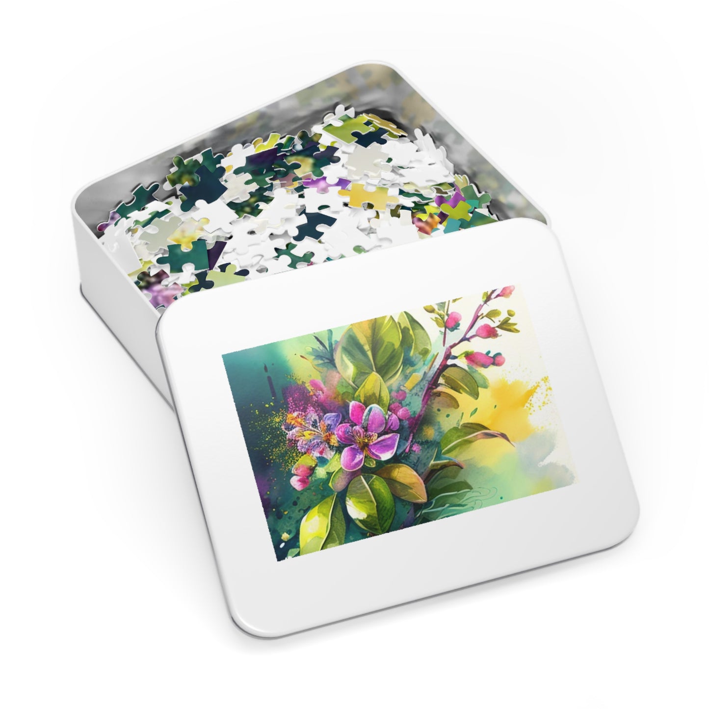 Jigsaw Puzzle (30, 110, 252, 500,1000-Piece) Mother Nature Bright Spring Colors Realistic Watercolor 1