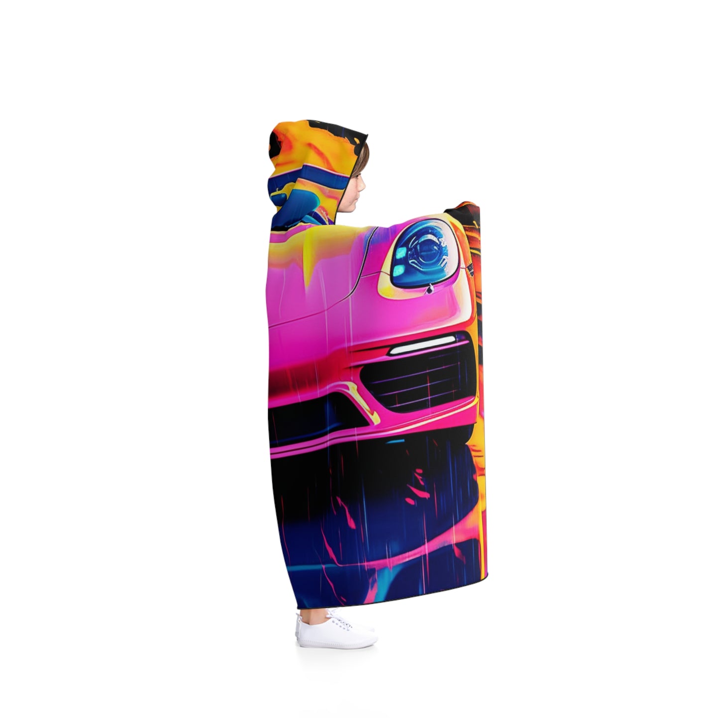 Hooded Blanket Pink Porsche water fusion 1