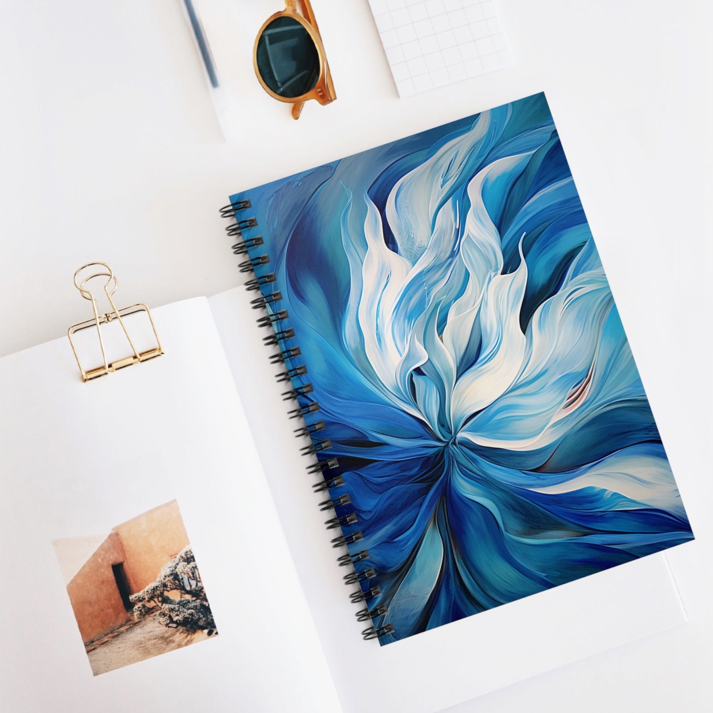 Spiral Notebook - Ruled Line Blue Tluip Abstract 1