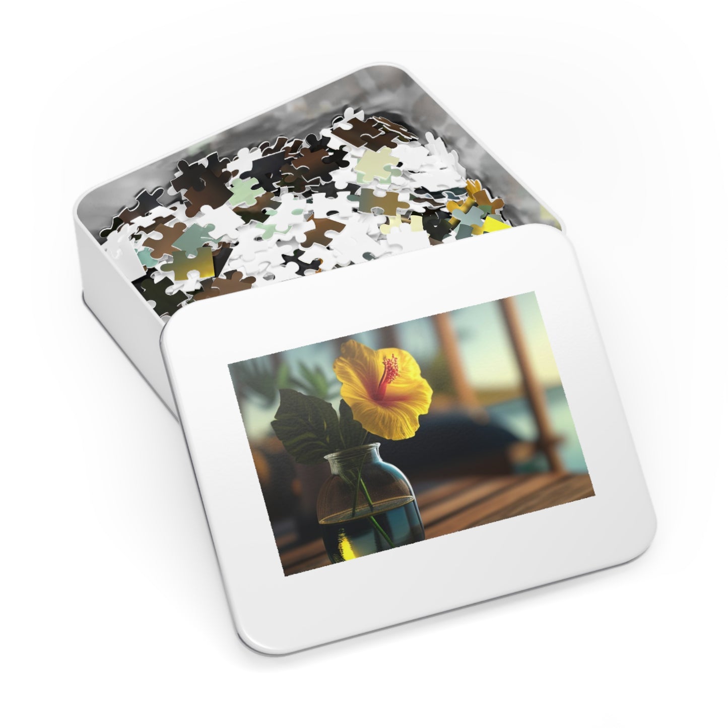 Jigsaw Puzzle (30, 110, 252, 500,1000-Piece) Yellow Hibiscus Wood 2