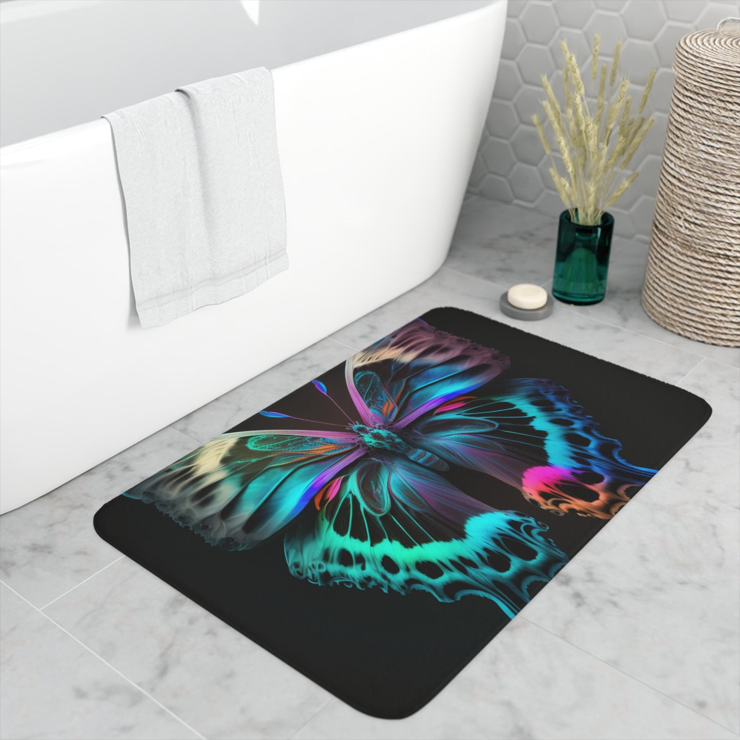 Memory Foam Bath Mat Raw Florescent Glow 2