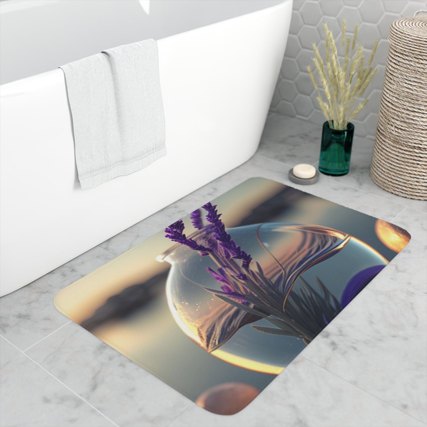 Memory Foam Bath Mat Lavender in a vase 3
