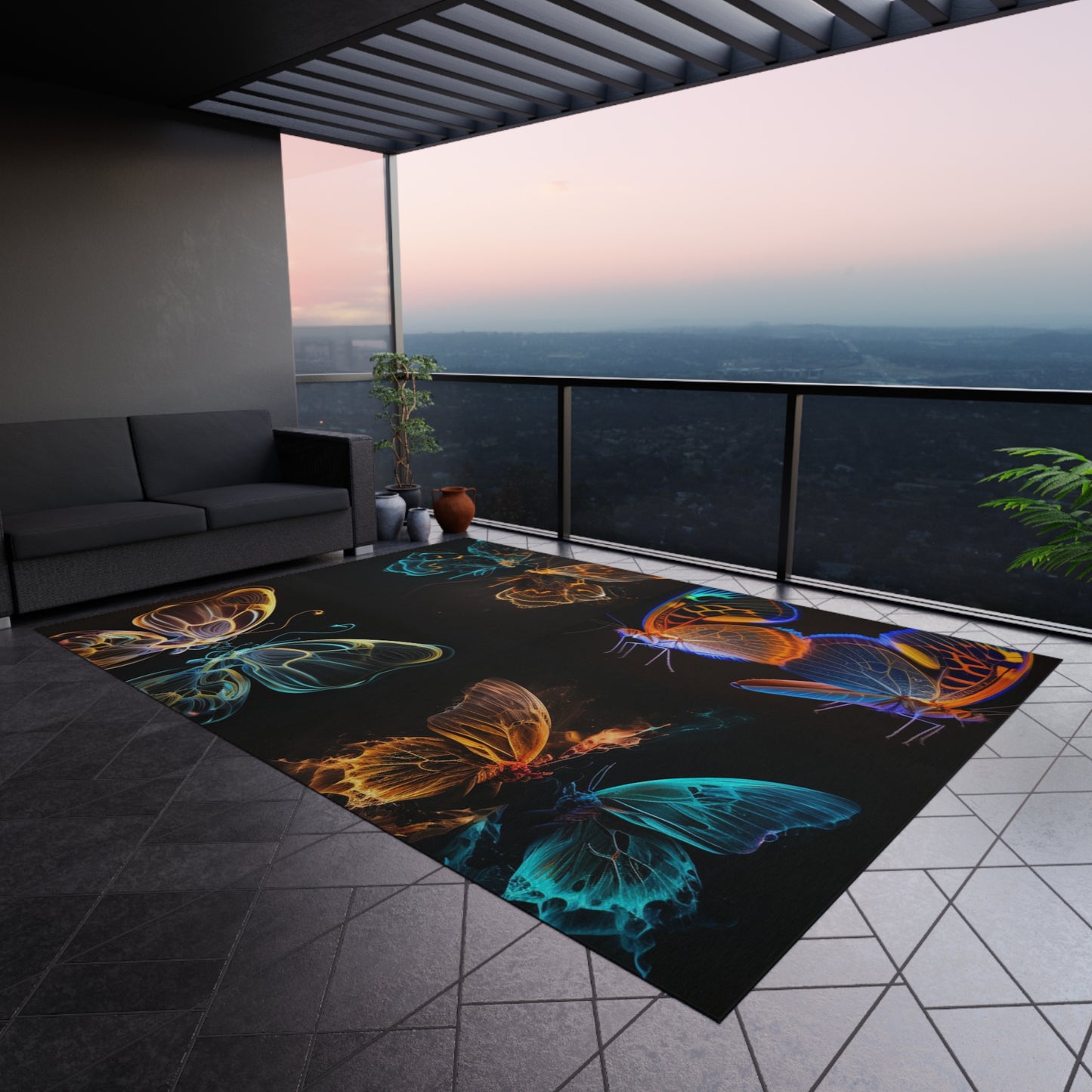 Outdoor Rug Neon Glo Butterfly 5