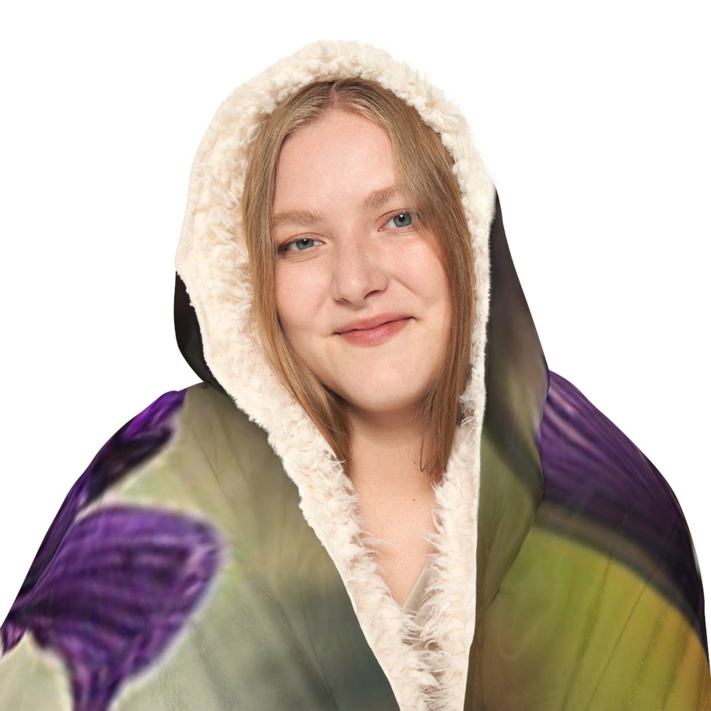 Snuggle Hooded Blanket Purple Iris in a vase 3