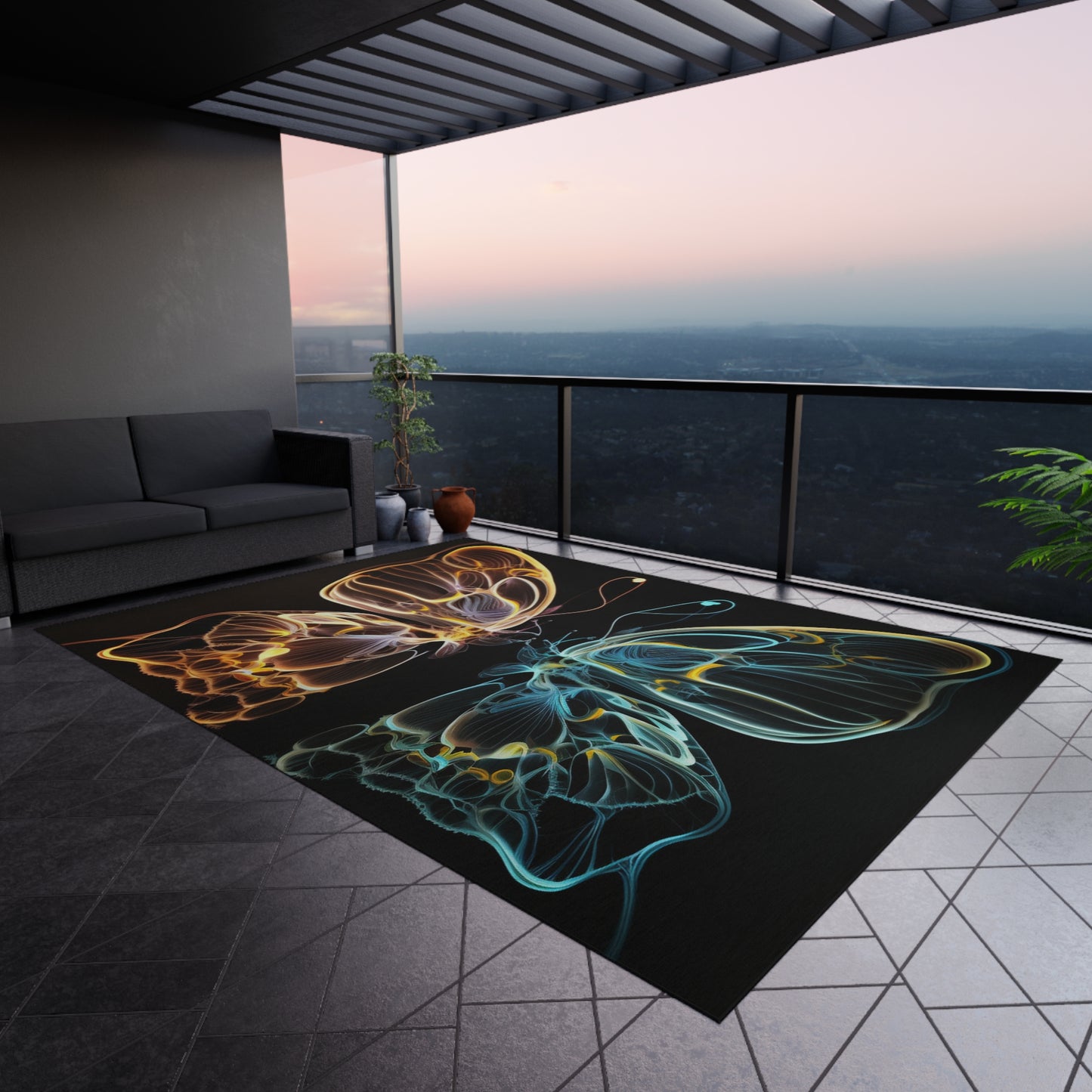 Outdoor Rug Neon Glo Butterfly 3