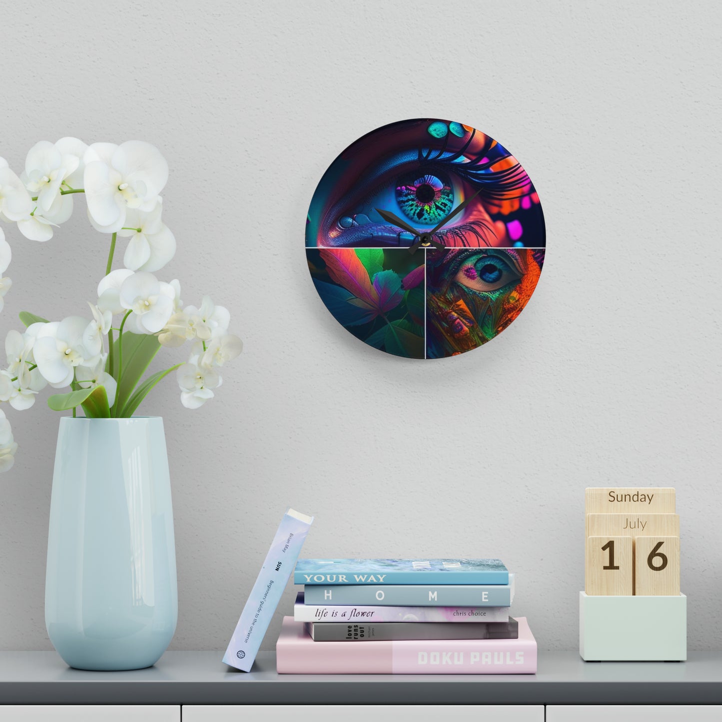 Acrylic Wall Clock Neon Florescent Glow 3