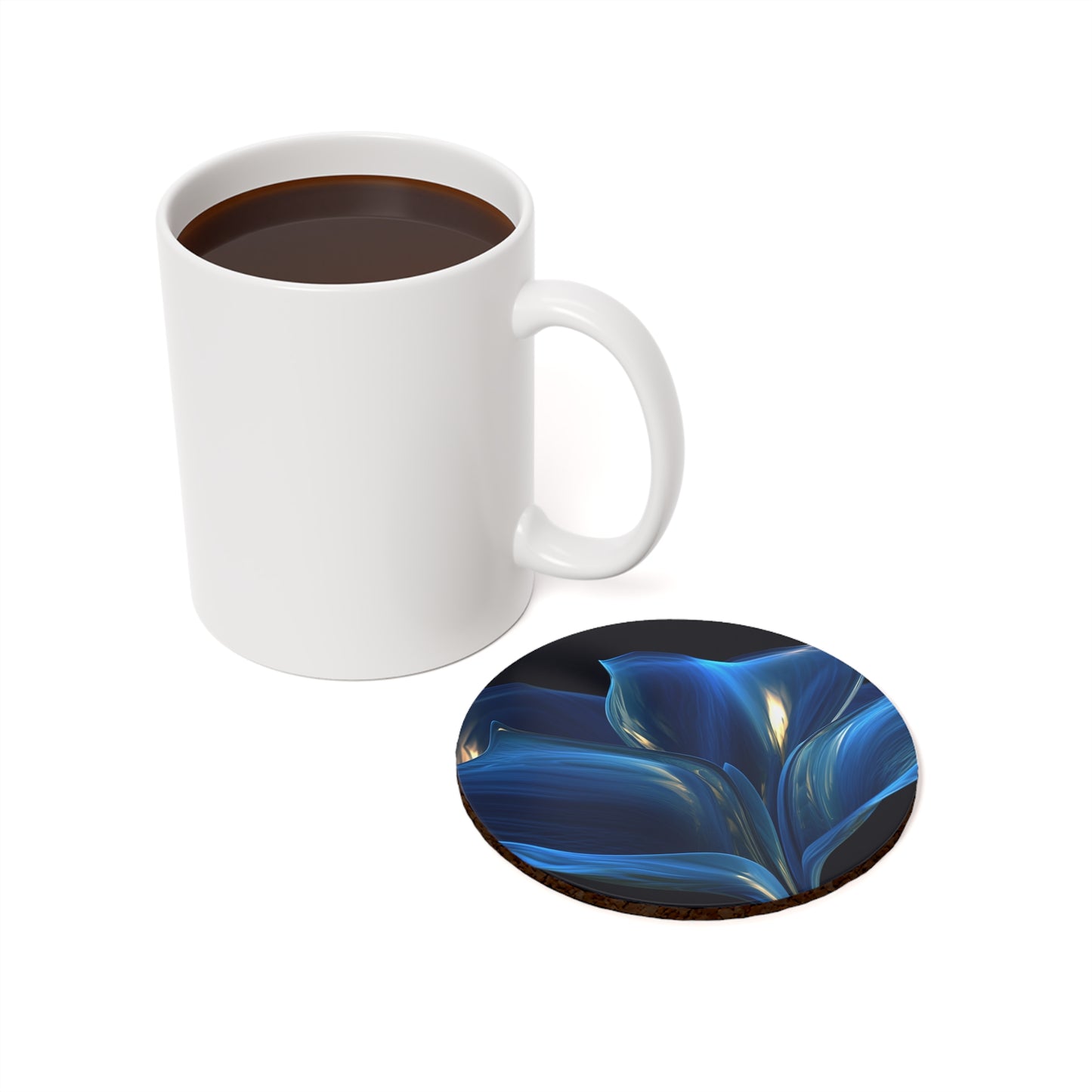 Cork Back Coaster Abstract Blue Tulip 1