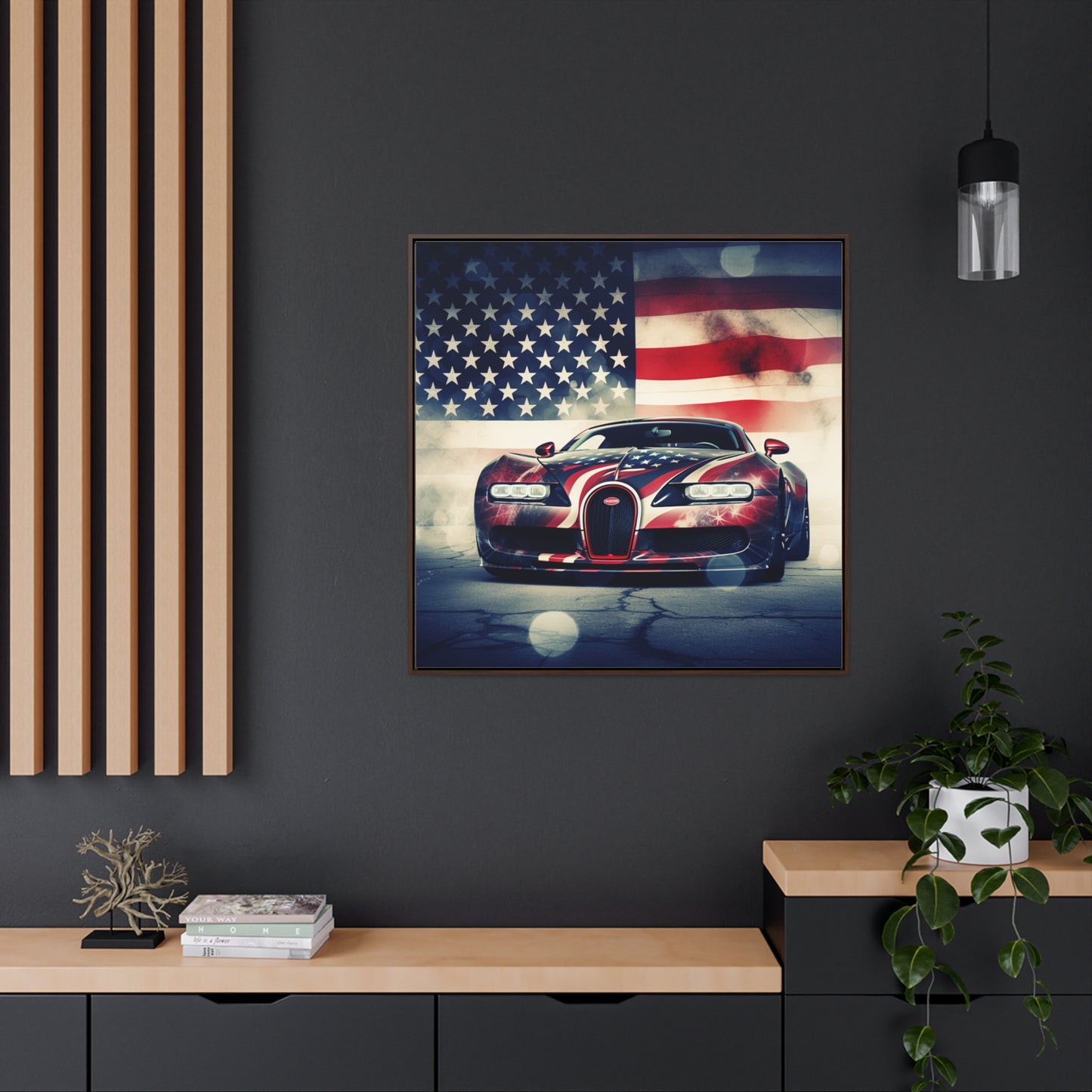 Gallery Canvas Wraps, Square Frame Abstract American Flag Background Bugatti 1