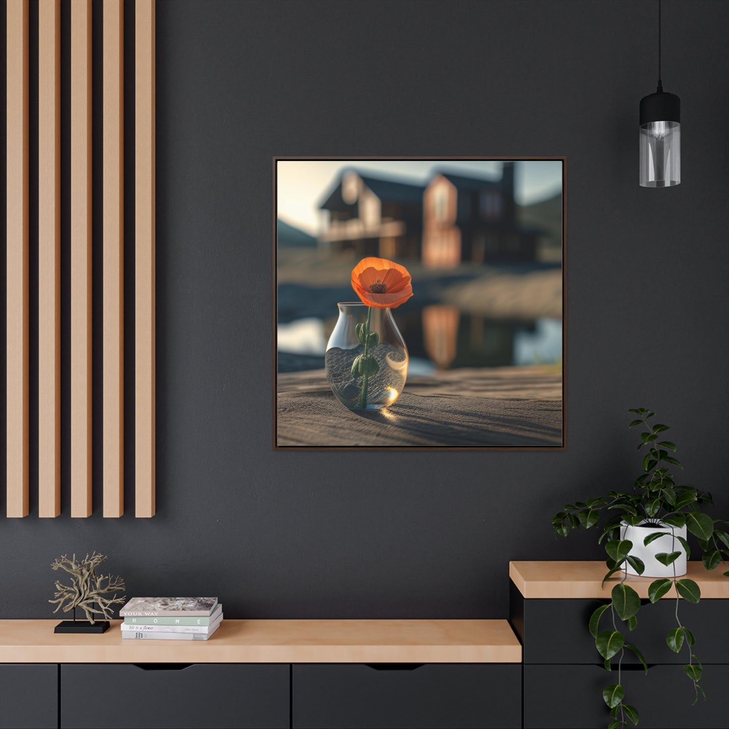 Gallery Canvas Wraps, Square Frame Orange Poppy in a Vase 4