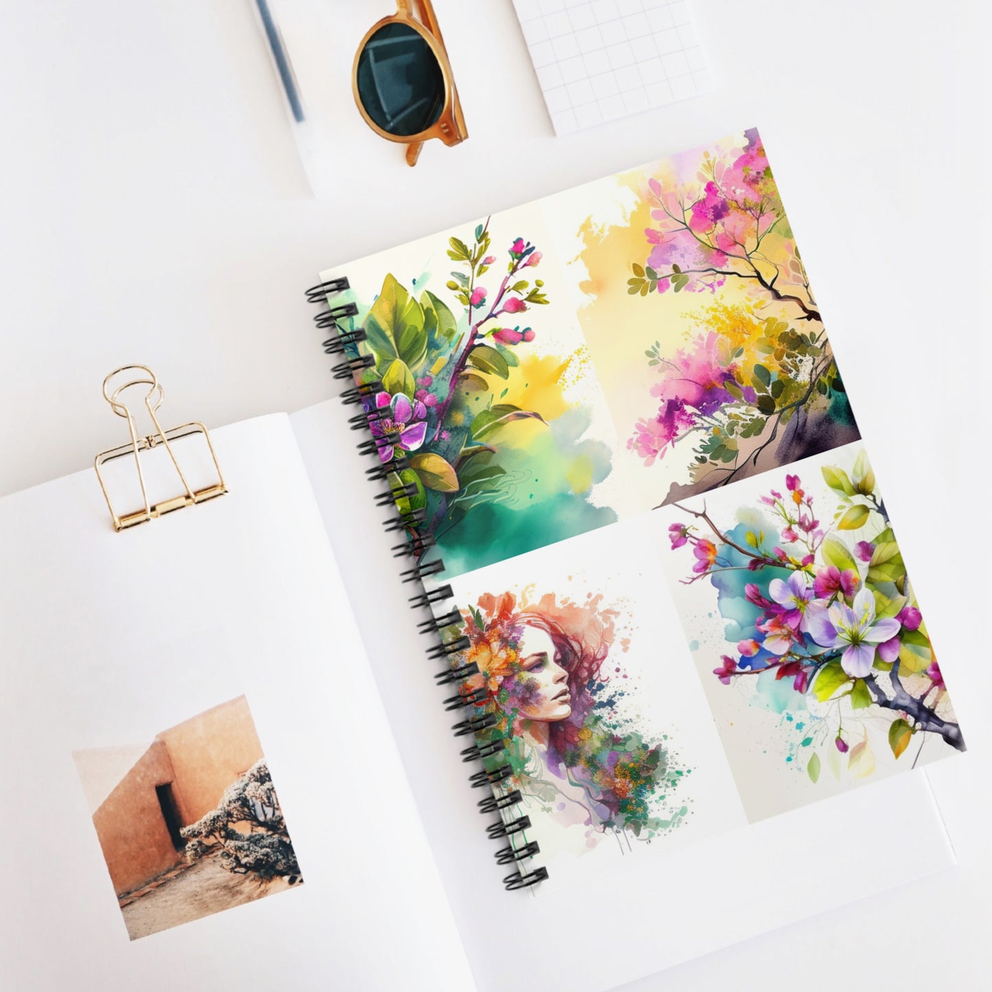 Spiral Notebook - Ruled Line Mother Nature Bright Spring Colors Realistic Watercolor 5