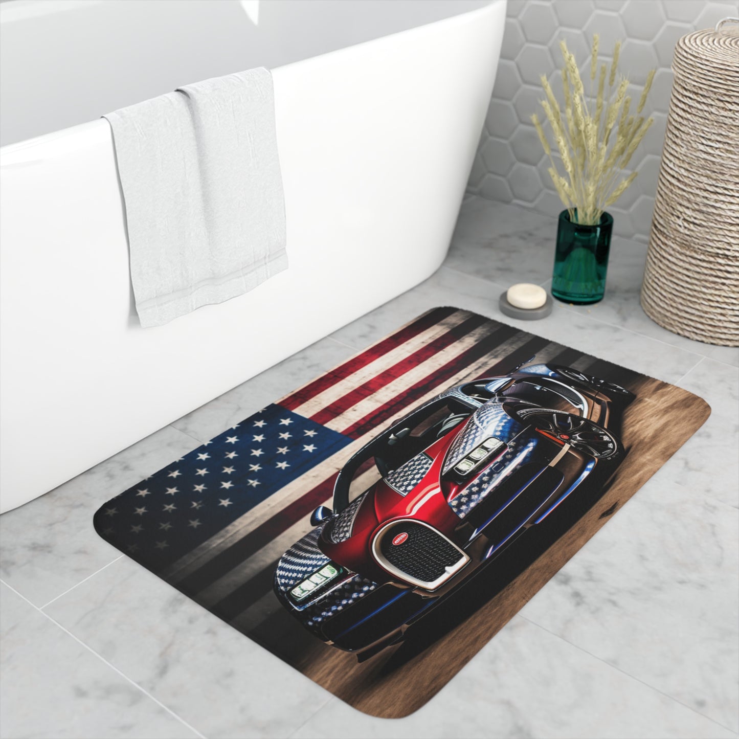 Memory Foam Bath Mat Bugatti American Flag 1