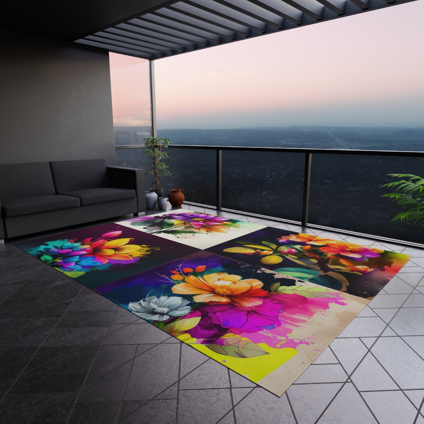 Outdoor Rug Bright Spring Flowers 5