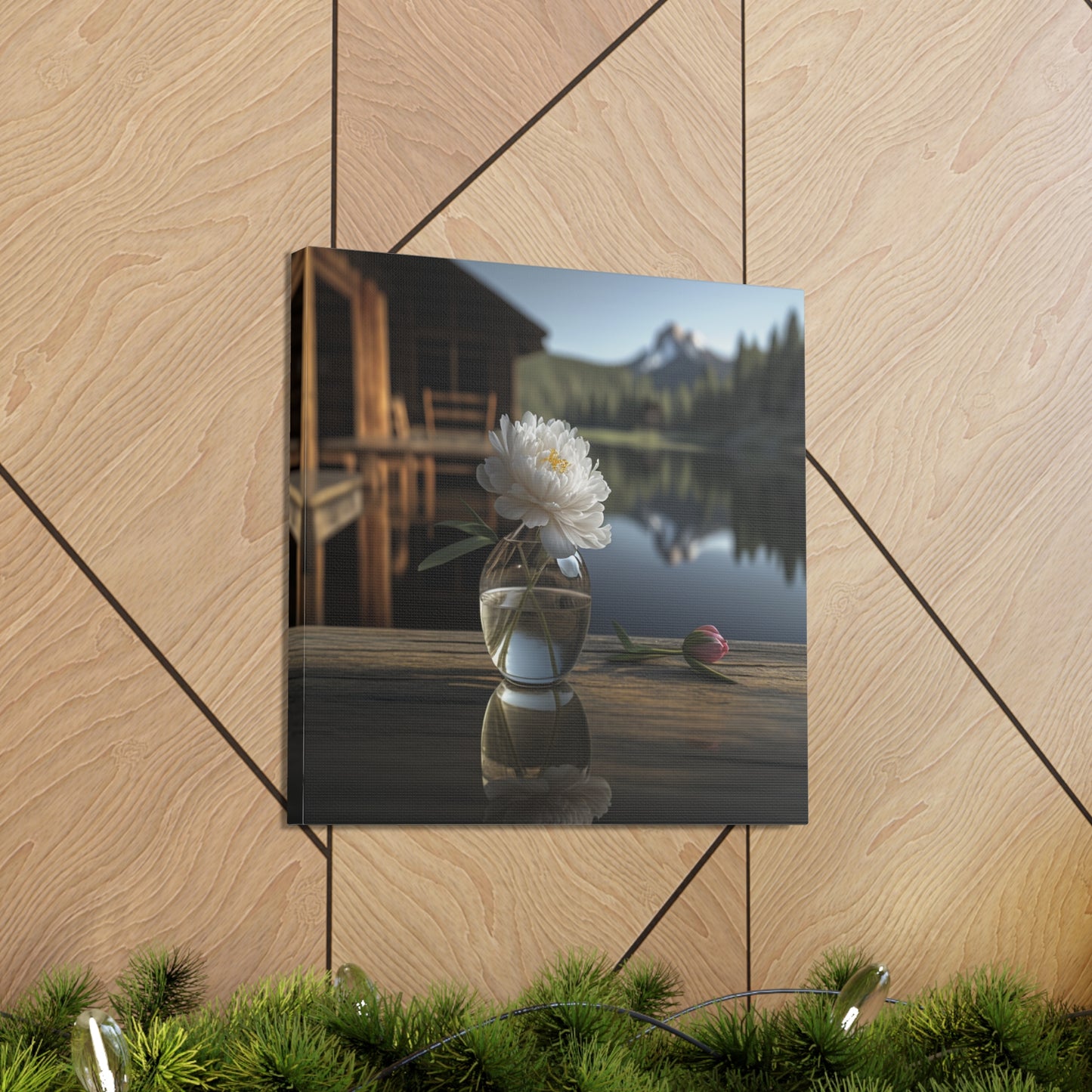 Canvas Gallery Wraps White Peony glass vase 4