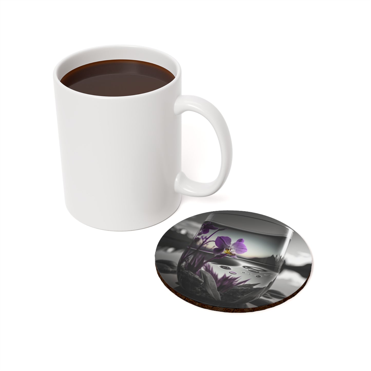 Cork Back Coaster Purple Orchid Glass vase 2