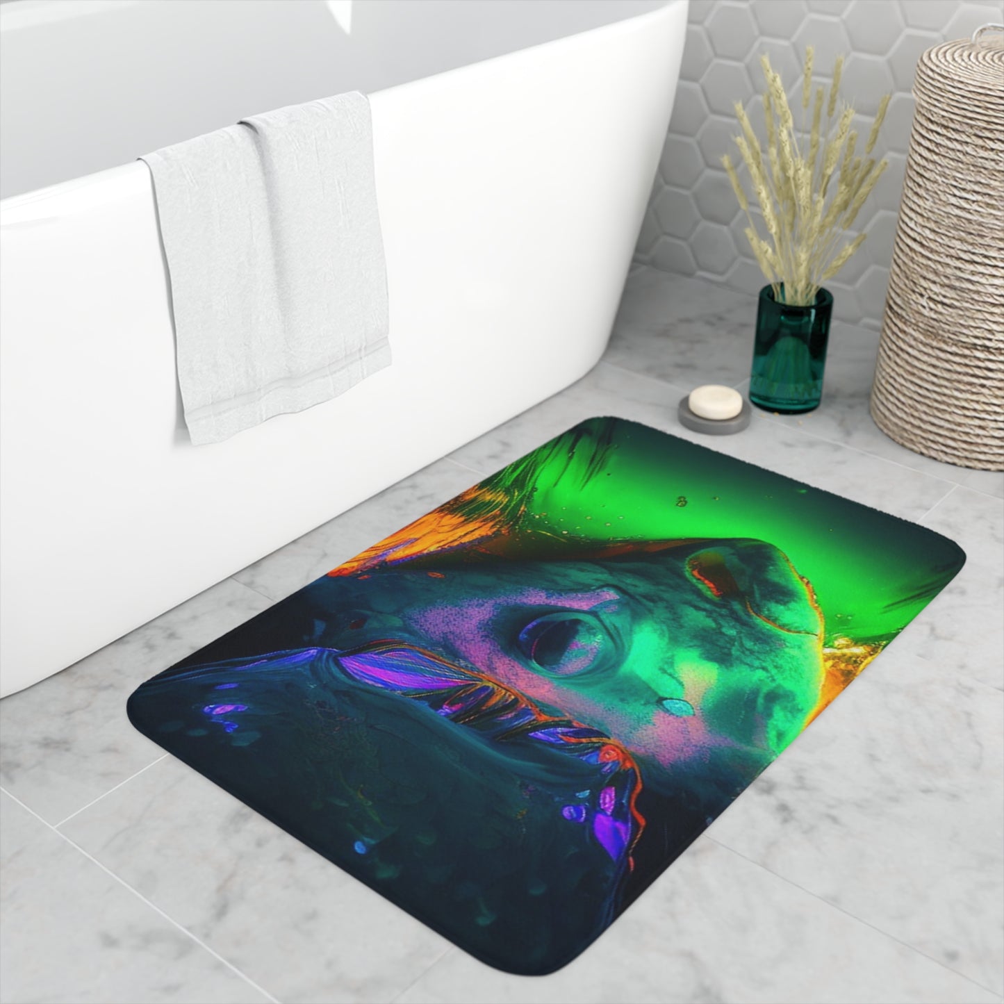 Memory Foam Bath Mat Florescent Glow 1