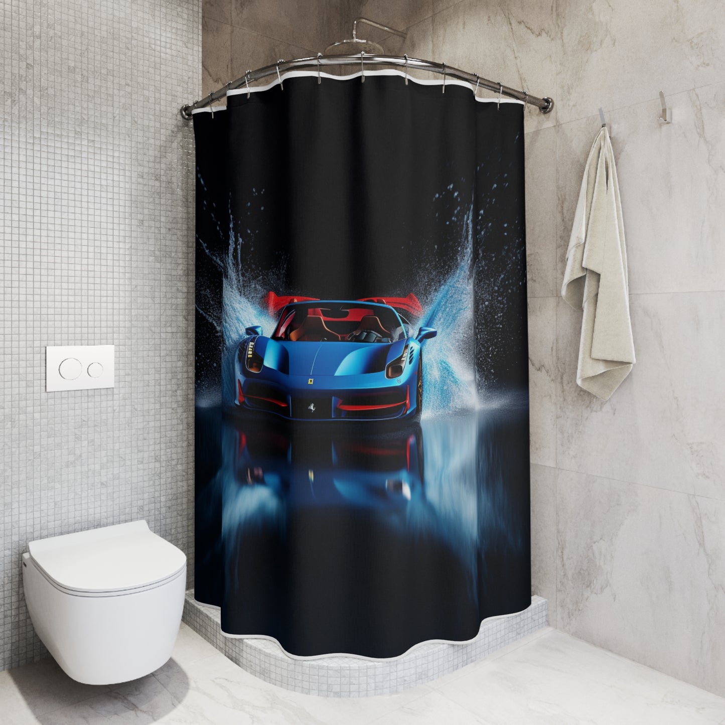 Polyester Shower Curtain Ferrari Water Splash 1