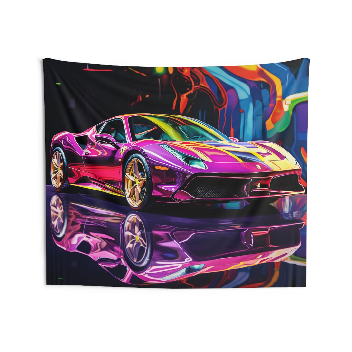 Indoor Wall Tapestries Pink Macro Ferrari 2