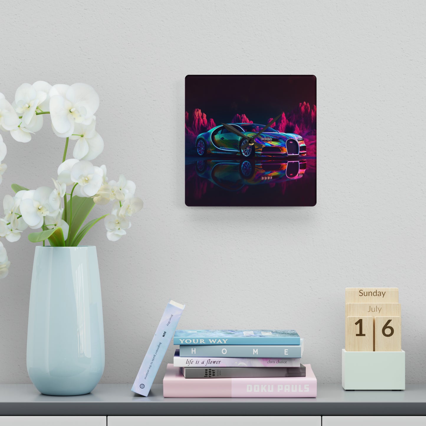 Acrylic Wall Clock Florescent Bugatti Flair 2