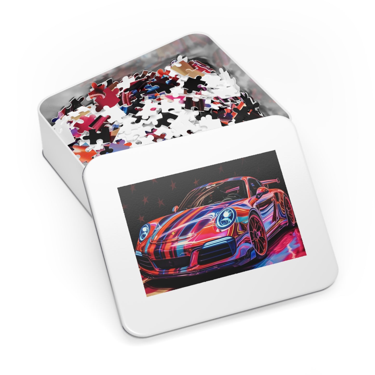 Jigsaw Puzzle (30, 110, 252, 500,1000-Piece) American Flag Colored Porsche 3