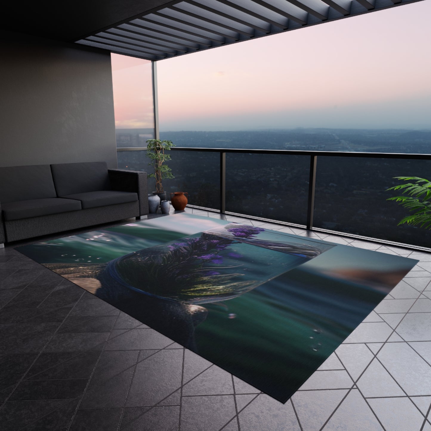 Outdoor Rug Lavender in a vase 2