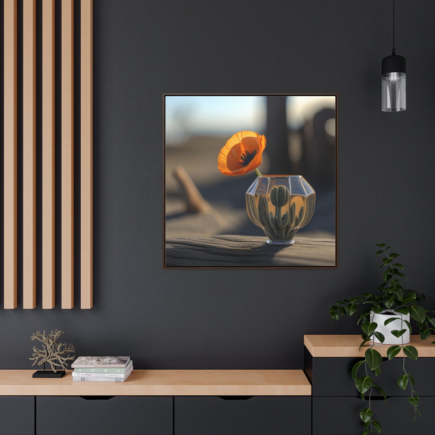 Gallery Canvas Wraps, Square Frame Orange Poppy in a Vase 2