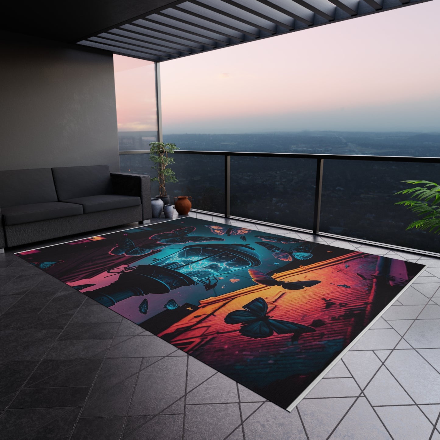 Outdoor Rug Street Light Butterfly 2