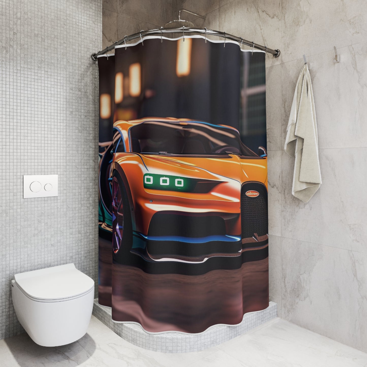 Polyester Shower Curtain Hyper Bugatti Neon Chiron 1