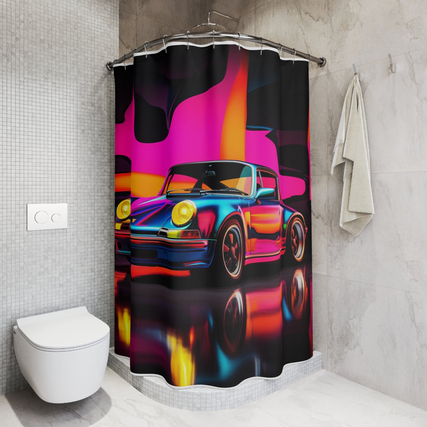 Polyester Shower Curtain Macro Porsche 2