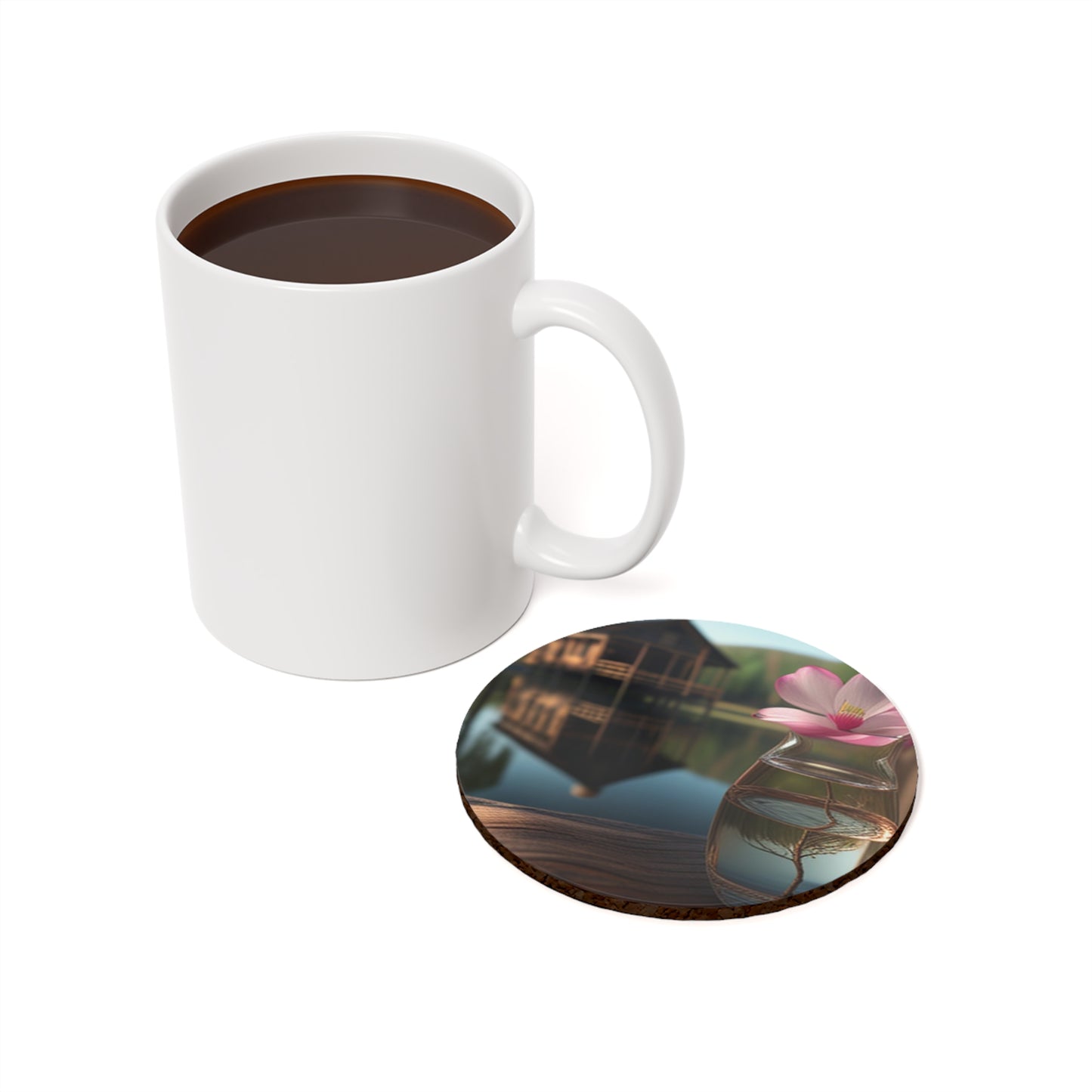 Cork Back Coaster Magnolia in a Glass vase 1