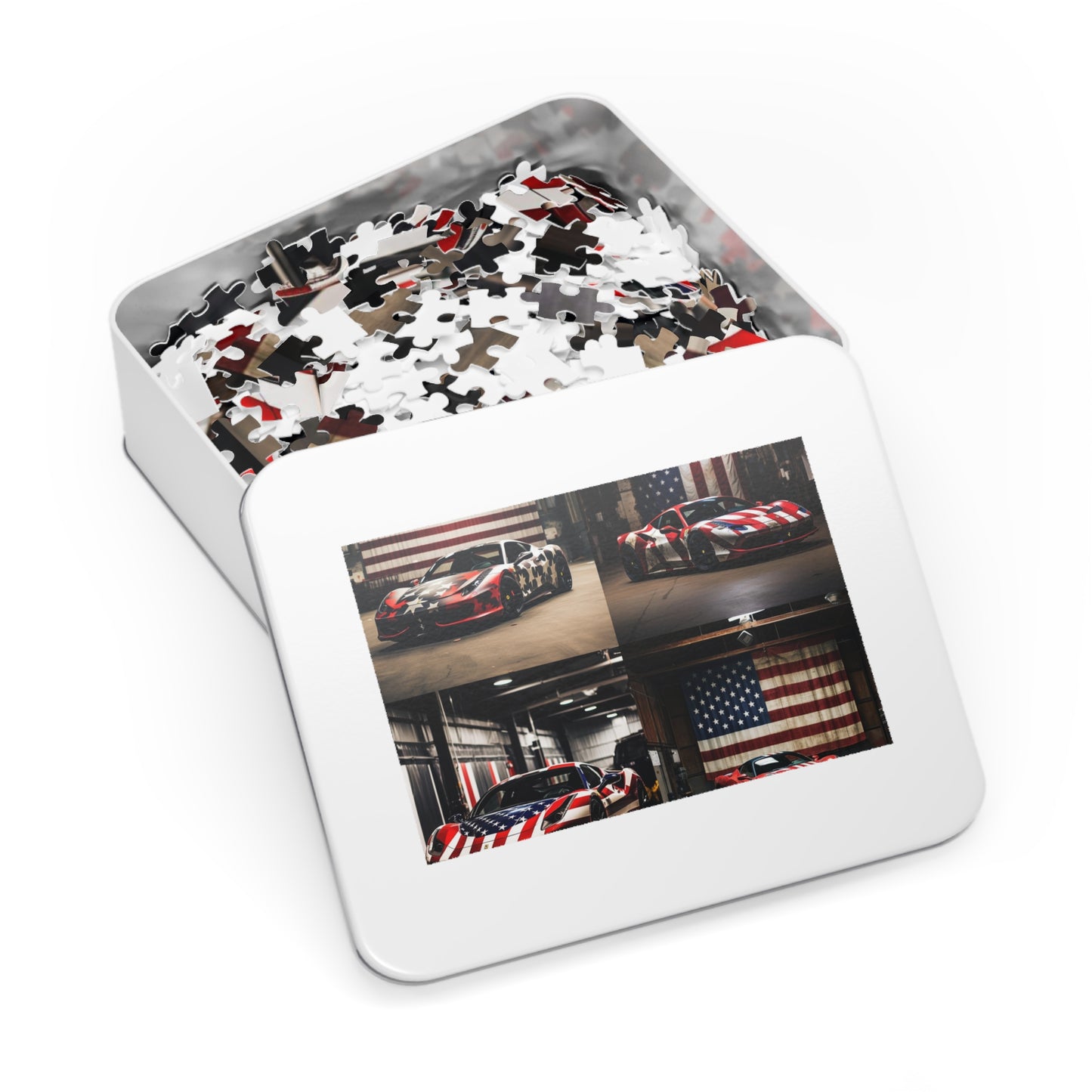Jigsaw Puzzle (30, 110, 252, 500,1000-Piece) American Flag Farrari 5